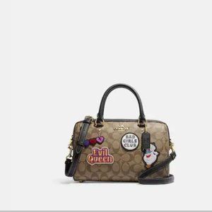 Disney X Coach Rowan Satchel In Signature Canvas With Patches NWT